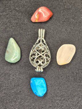 Silver Pendant with 4 Interchangeable Gemstones